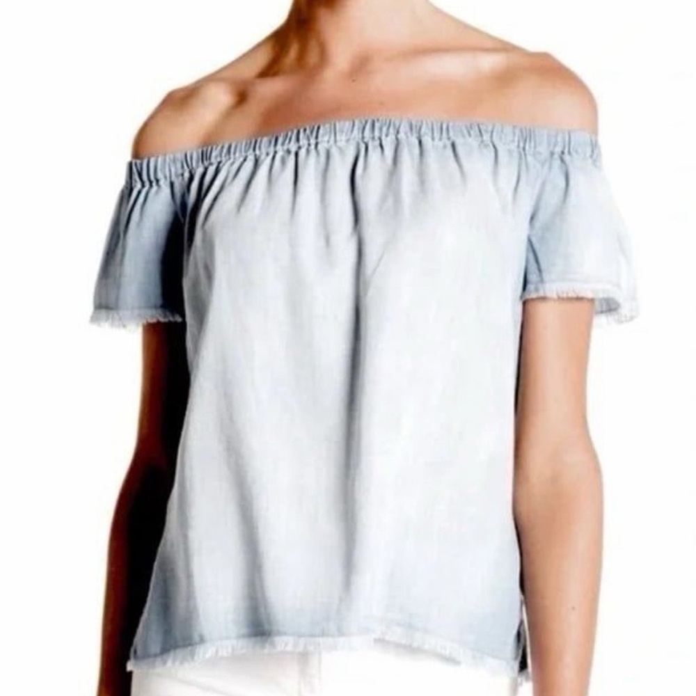 Anthro Cloth & Stone Chambray Off the Shoulder Top